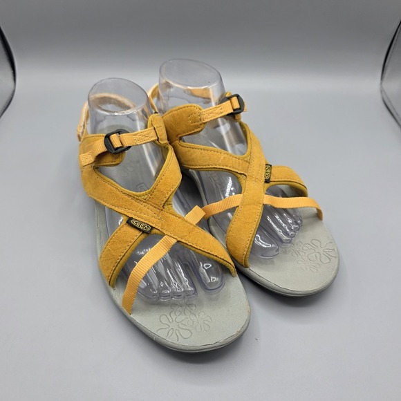 Keen Shoes - KEEN Sandals Womens 10.5 Yellow Suede Strappy Outdoor Walking Hiking Comfort